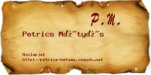 Petrics Mátyás névjegykártya
